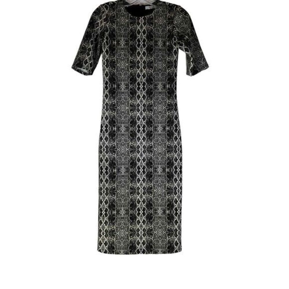 Roam Multi Color Gray Snake‎ Print Mykonos Short Sleeve Sheath Dress Size XS
